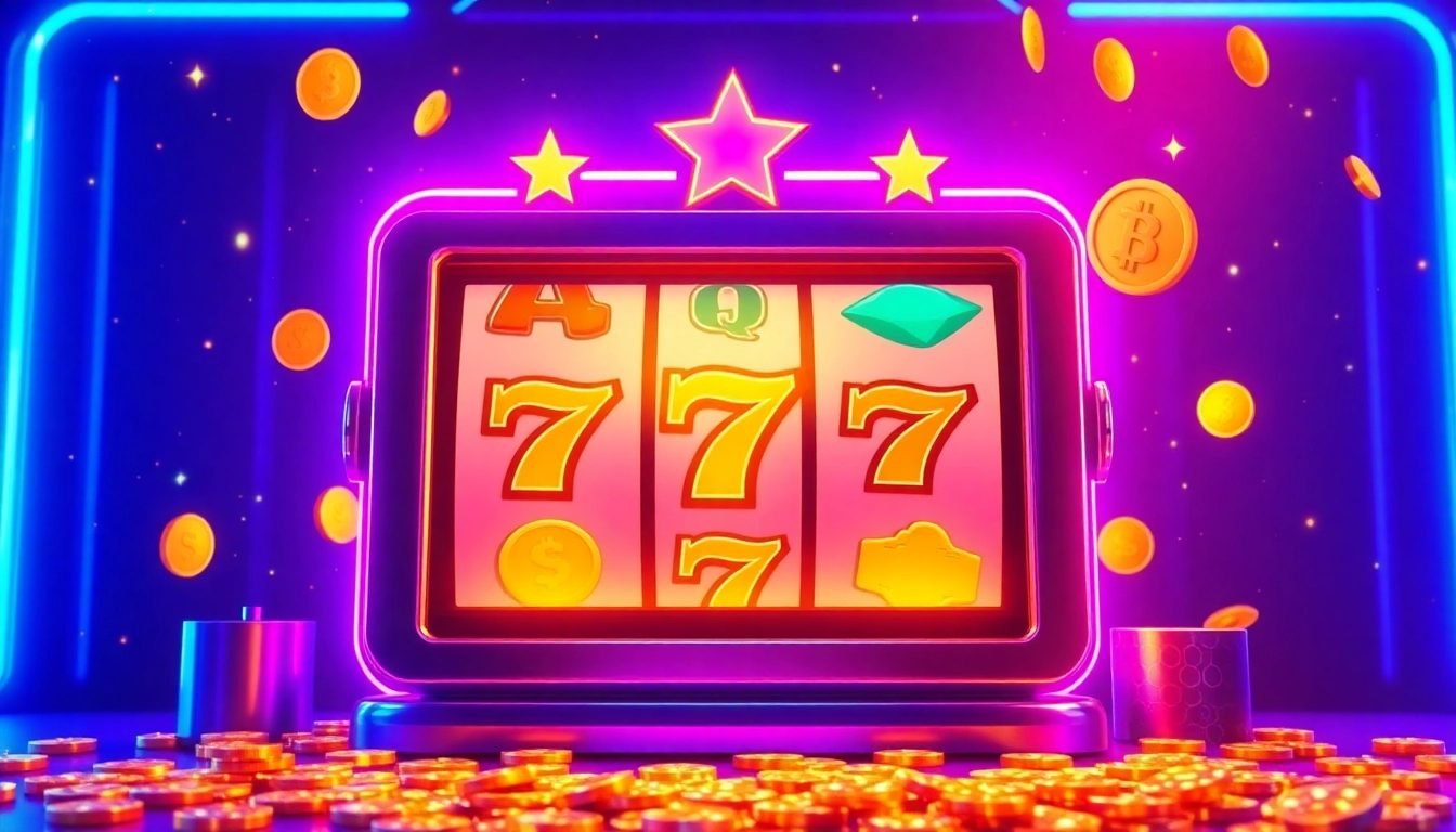 Win big with free spins on a vibrant slot machine adorned with sparkling coins.