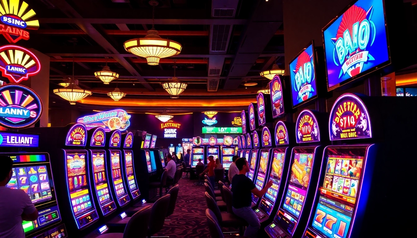 Enjoy free spins on dazzling slot machines with colorful lights and exciting gameplay experiences.