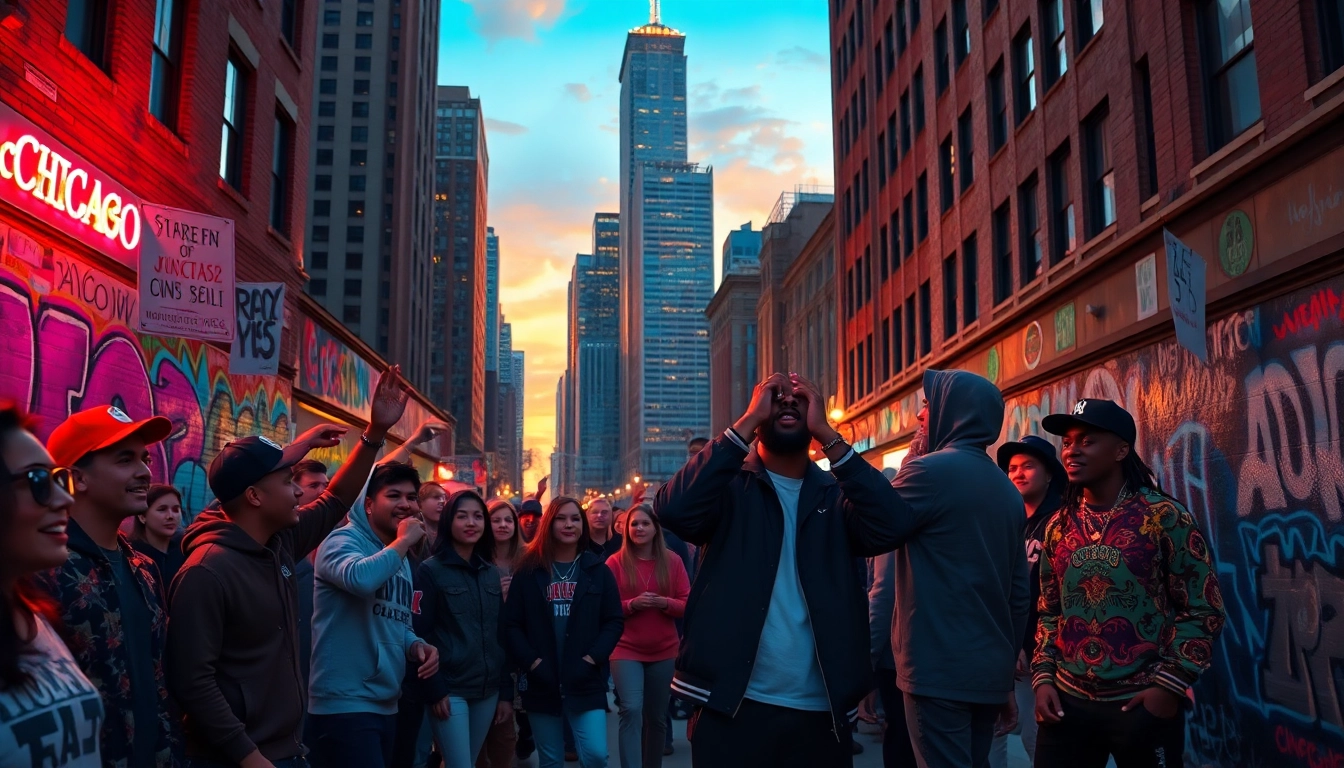 Celebrate Chicago's hip-hop mixtapes showcasing vibrant street performances and cultural spirit.