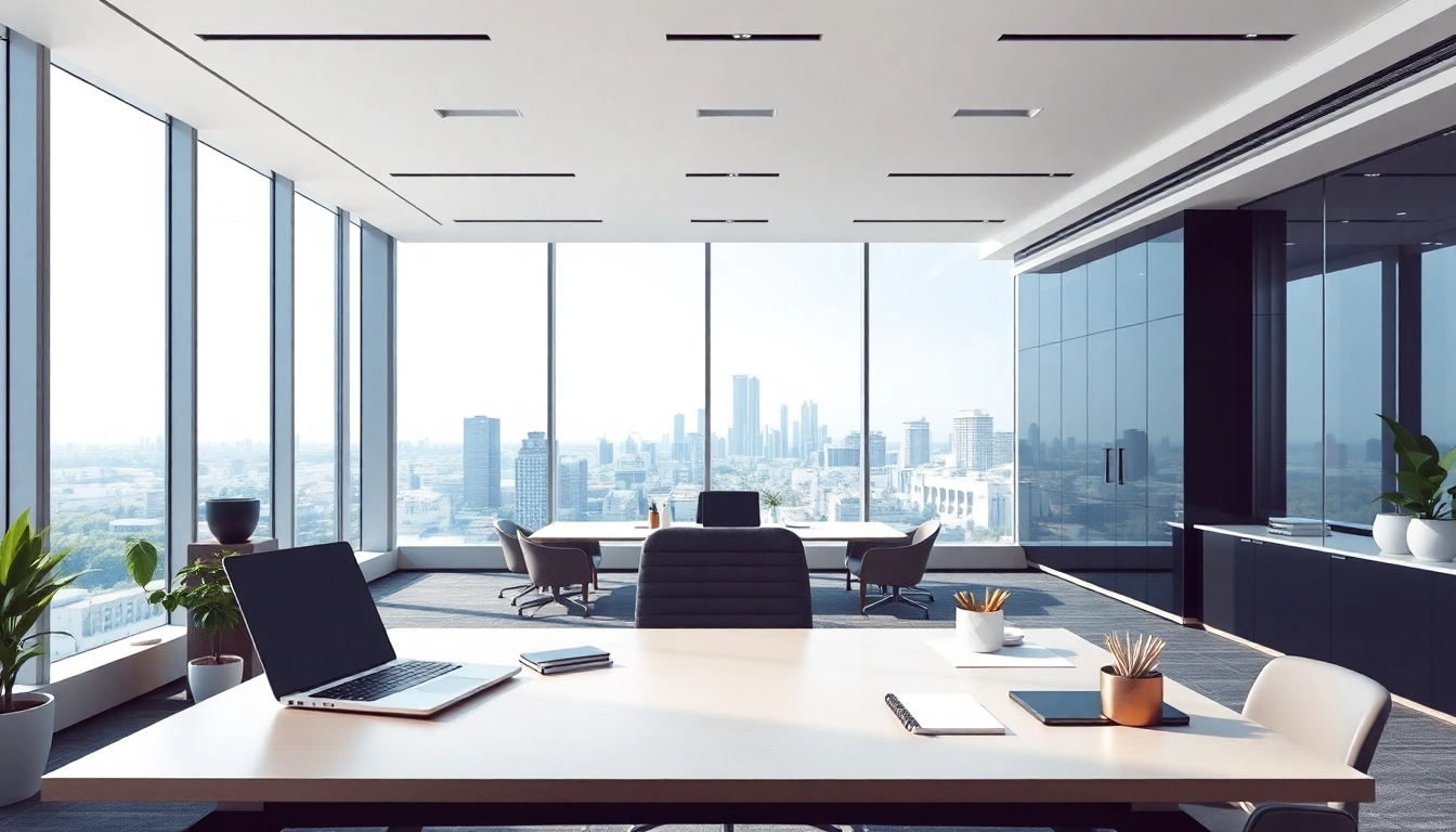 Browse office for rent in Bangalore, featuring modern decor and a bright urban setting.