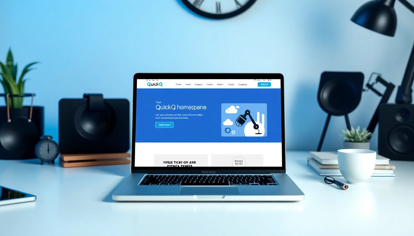 Discover the sleek interface of quickq官网 on a modern laptop in a stylish workspace.
