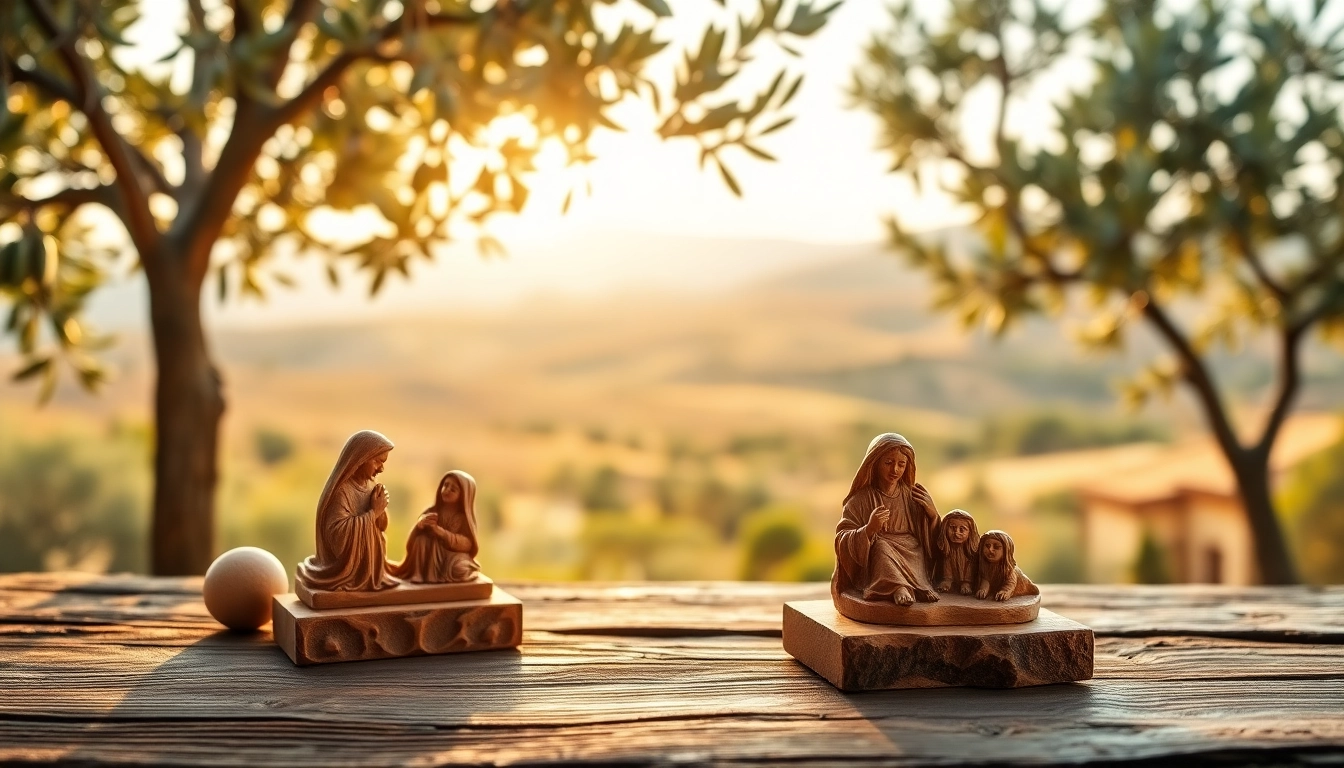 Admire the stunning olive wood carvings showcasing intricate craftsmanship and natural beauty.