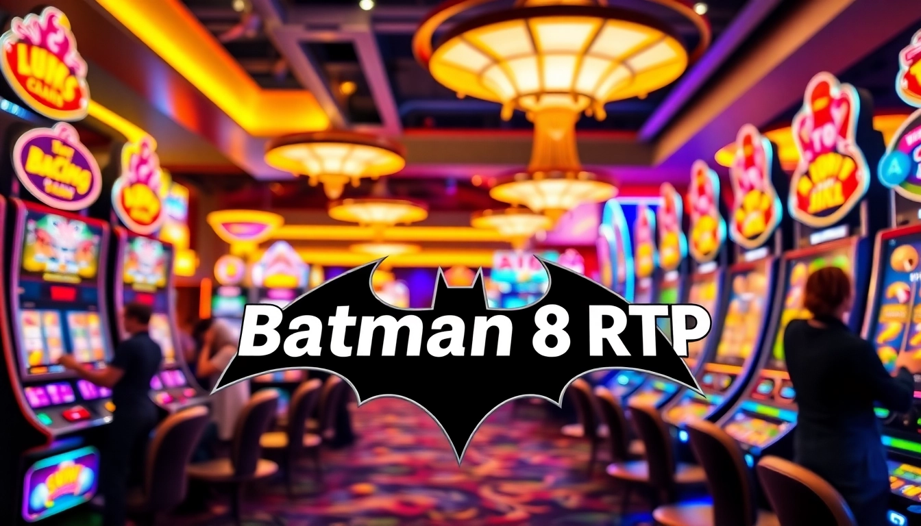 Menampilkan pengalaman bermain slot Batman138 RTP dengan mesin slot berwarna-warni.