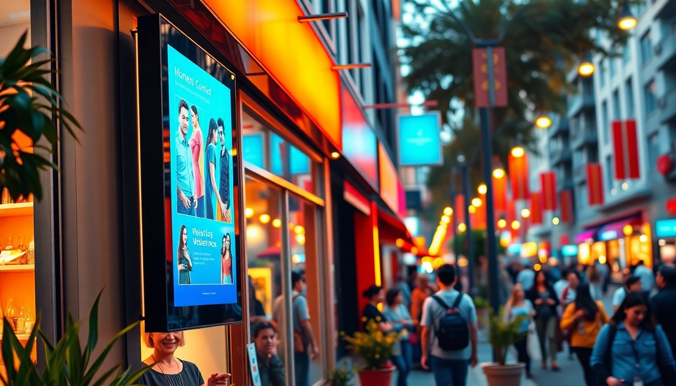 Showcase a Free signage platform for businesses with digital signage in an inviting storefront.