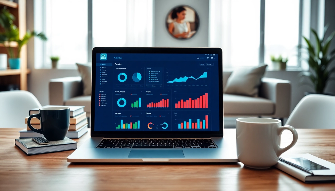 Enhance your Social media and blog automation with a professional workspace view showing analytics.