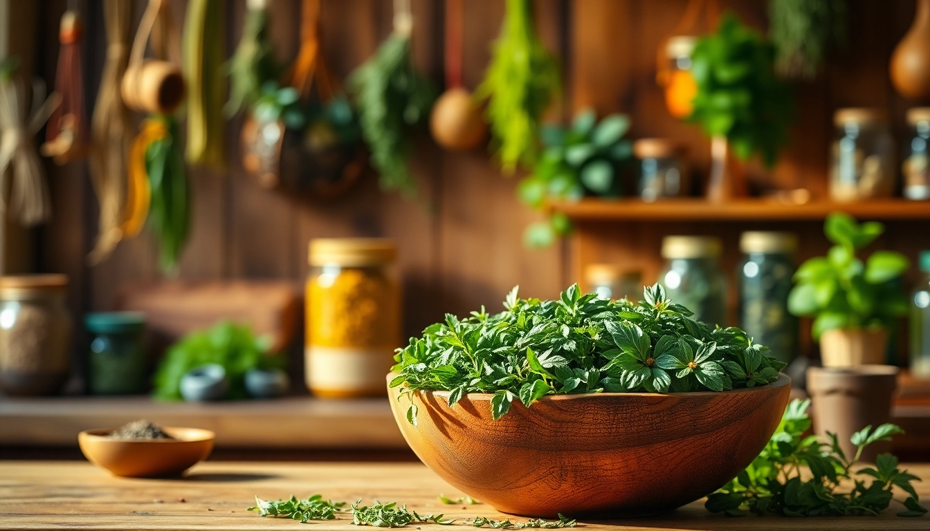 Showcase vibrant herbal blends in a wooden bowl, emphasizing natural ingredients and wellness.