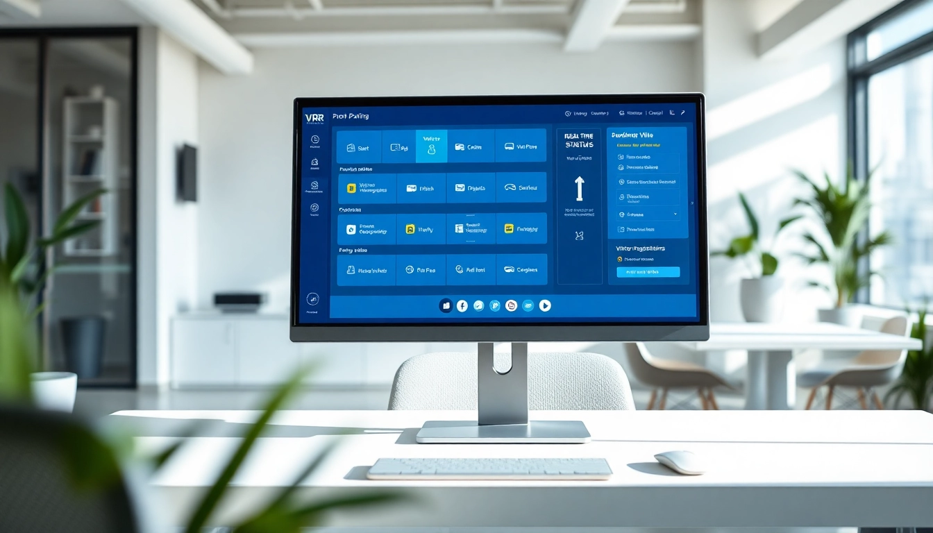 Visualize VRR parking management dashboard enhancing user efficiency in a modern office.