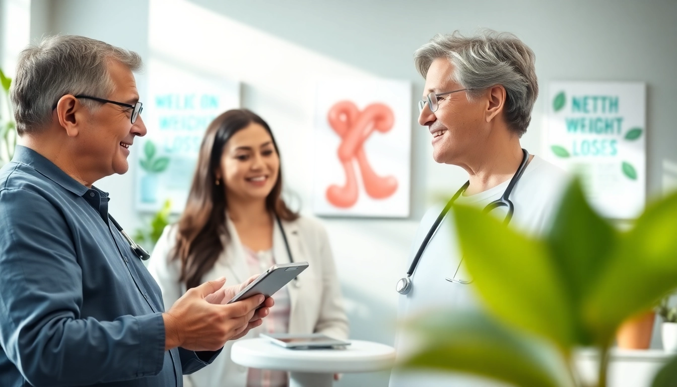 Healthcare provider assisting a patient with Medical Weight Loss plan in a bright clinic.