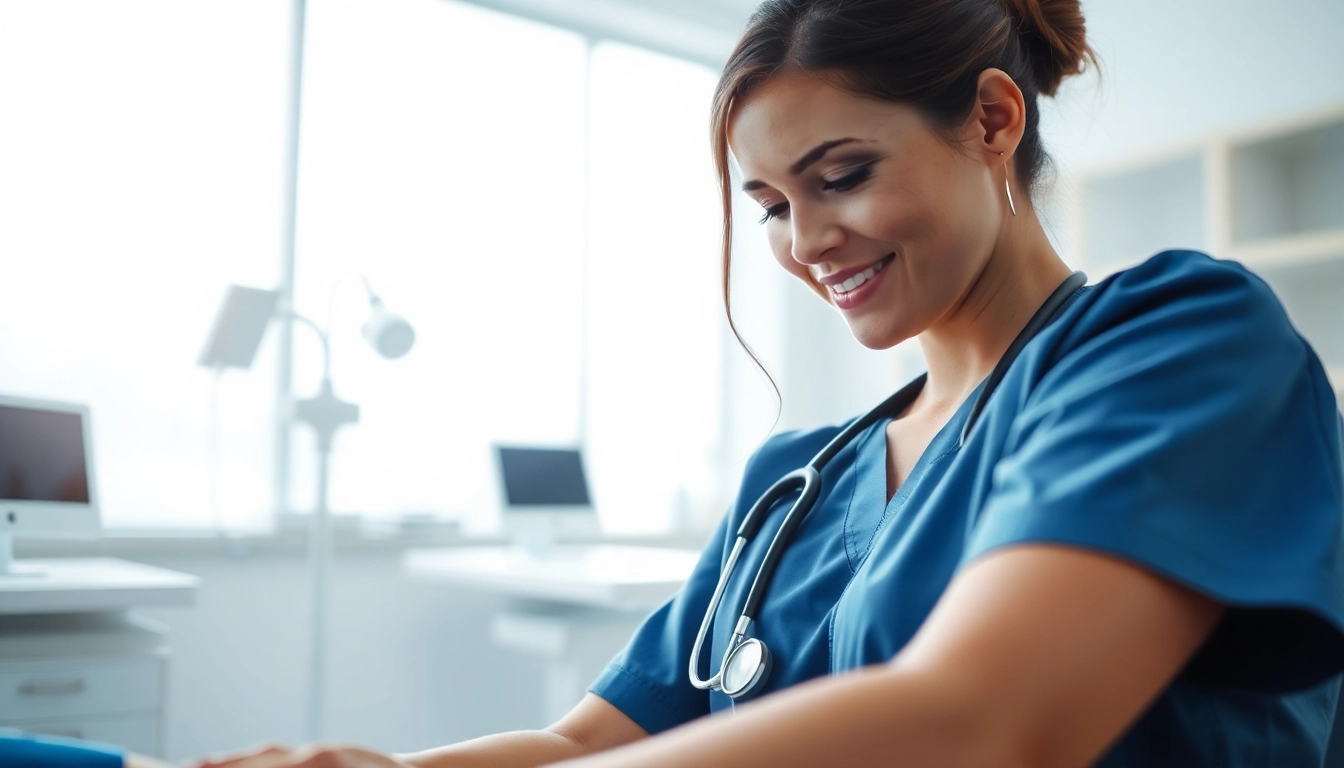 Highlighting a nurse's care in a hospital, reflecting the mission of the Alabama Board of Nursing.