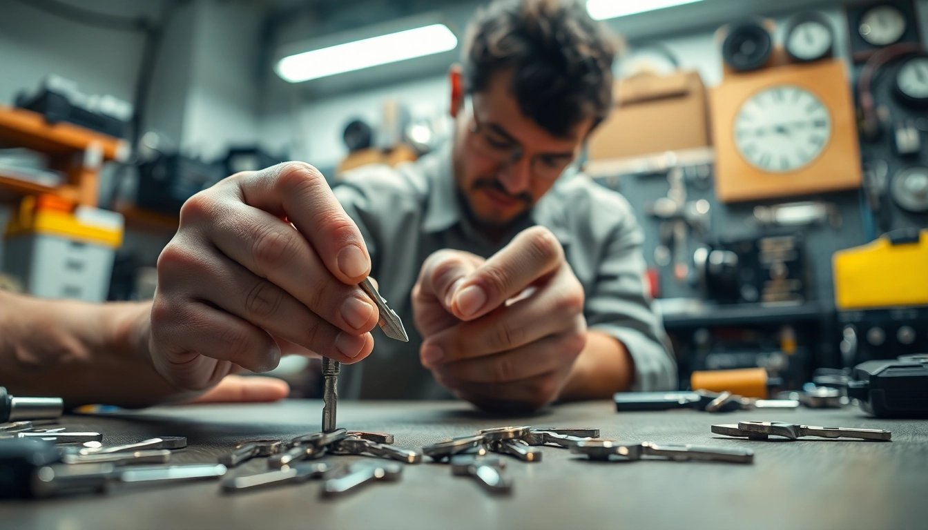 Creating new Van Keys in a locksmith's workshop, showcasing precision and craftsmanship.
