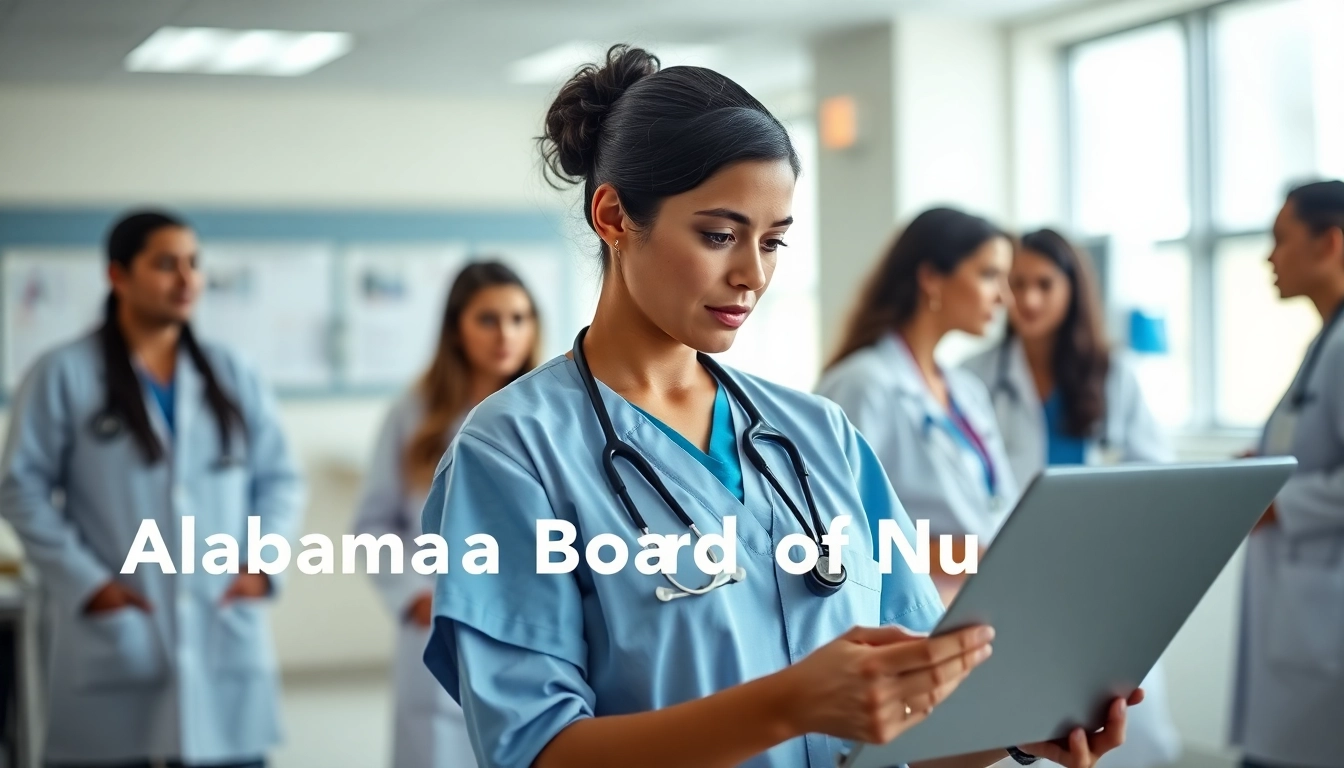 Empowered nurse exemplifying commitment to Alabama Board of Nursing standards in a bright hospital environment.