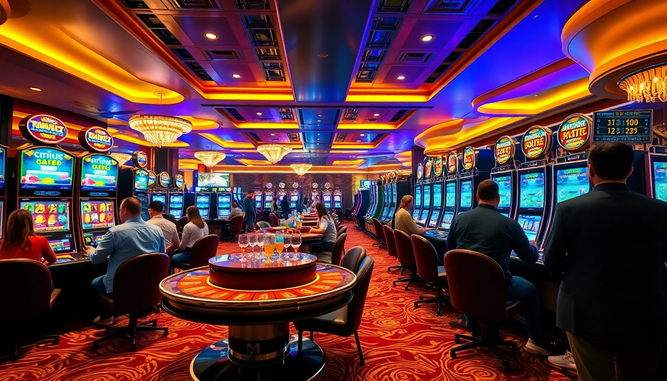 Experience the thrill at TPower casino, showcasing vibrant gaming tables and players enjoying their favorite games.