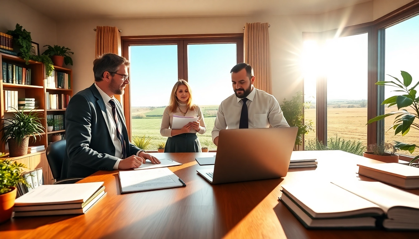Engaging agricultural law consultation capturing an agricultural lawyer helping farmers.