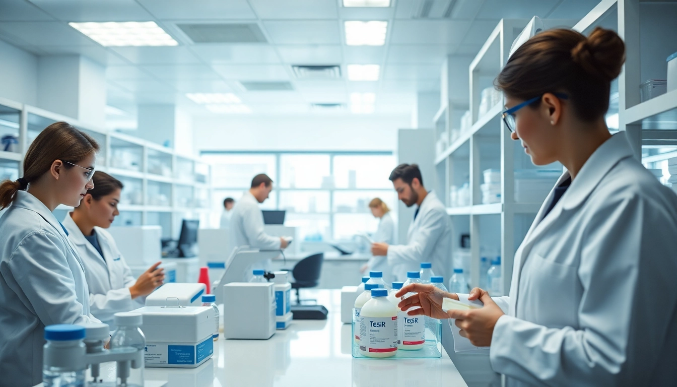 View researchers conducting all check procedures with TeSR™ pluripotent stem cell media in a modern lab environment.