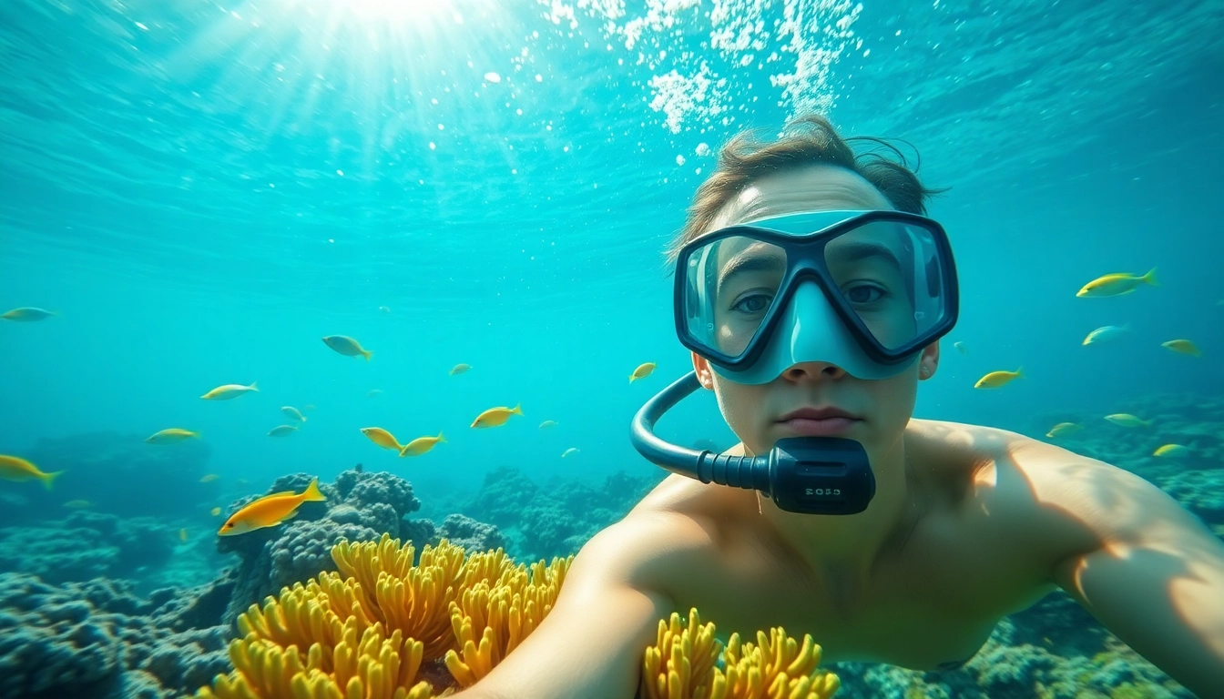 Snorkeling in Puerto Rico with a diver exploring a vibrant coral reef and colorful marine life.