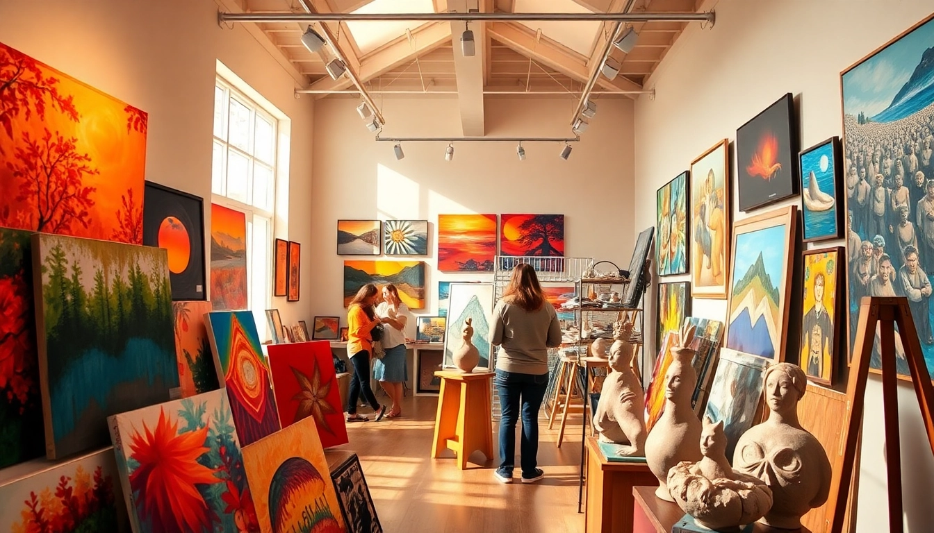 Discovering vibrant artworks from local artists Calgary in a sunlit gallery.
