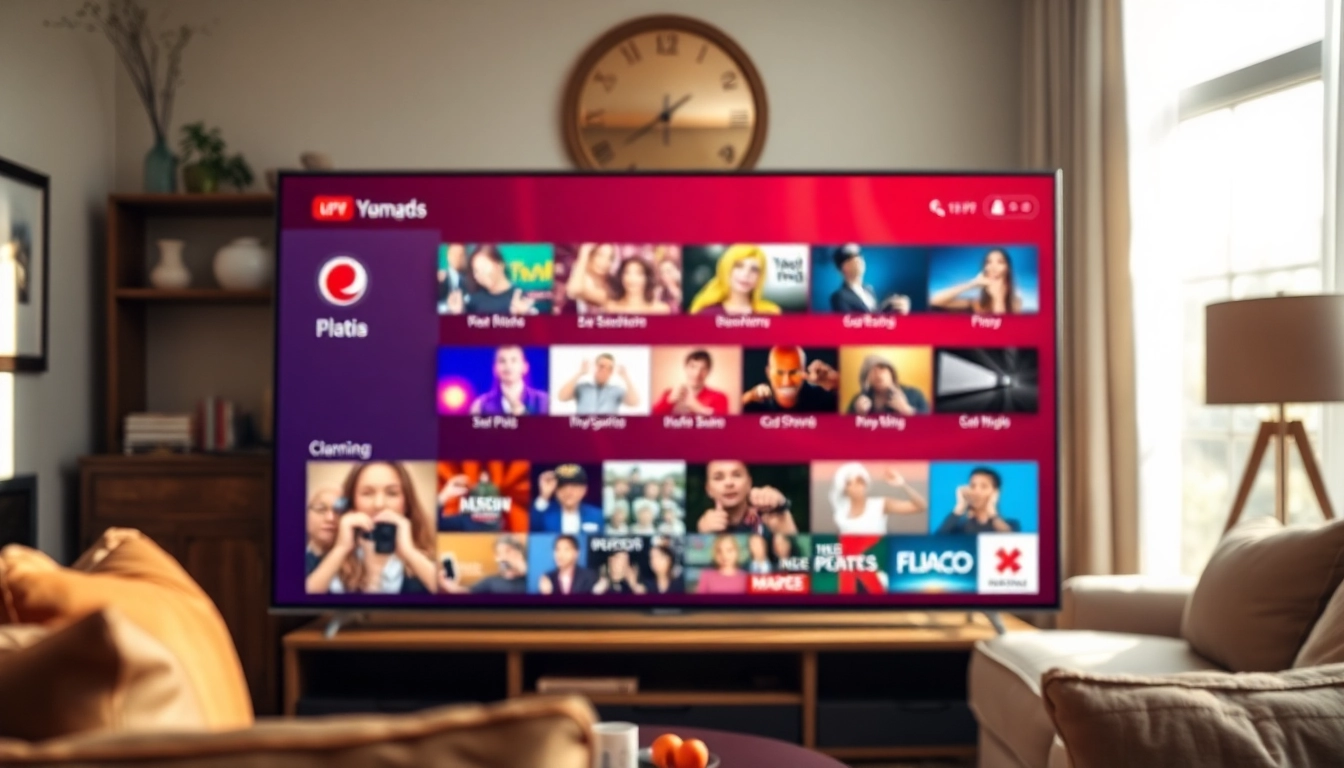 Comprar Listas IPTV en un televisor moderno con múltiples opciones de entretenimiento.