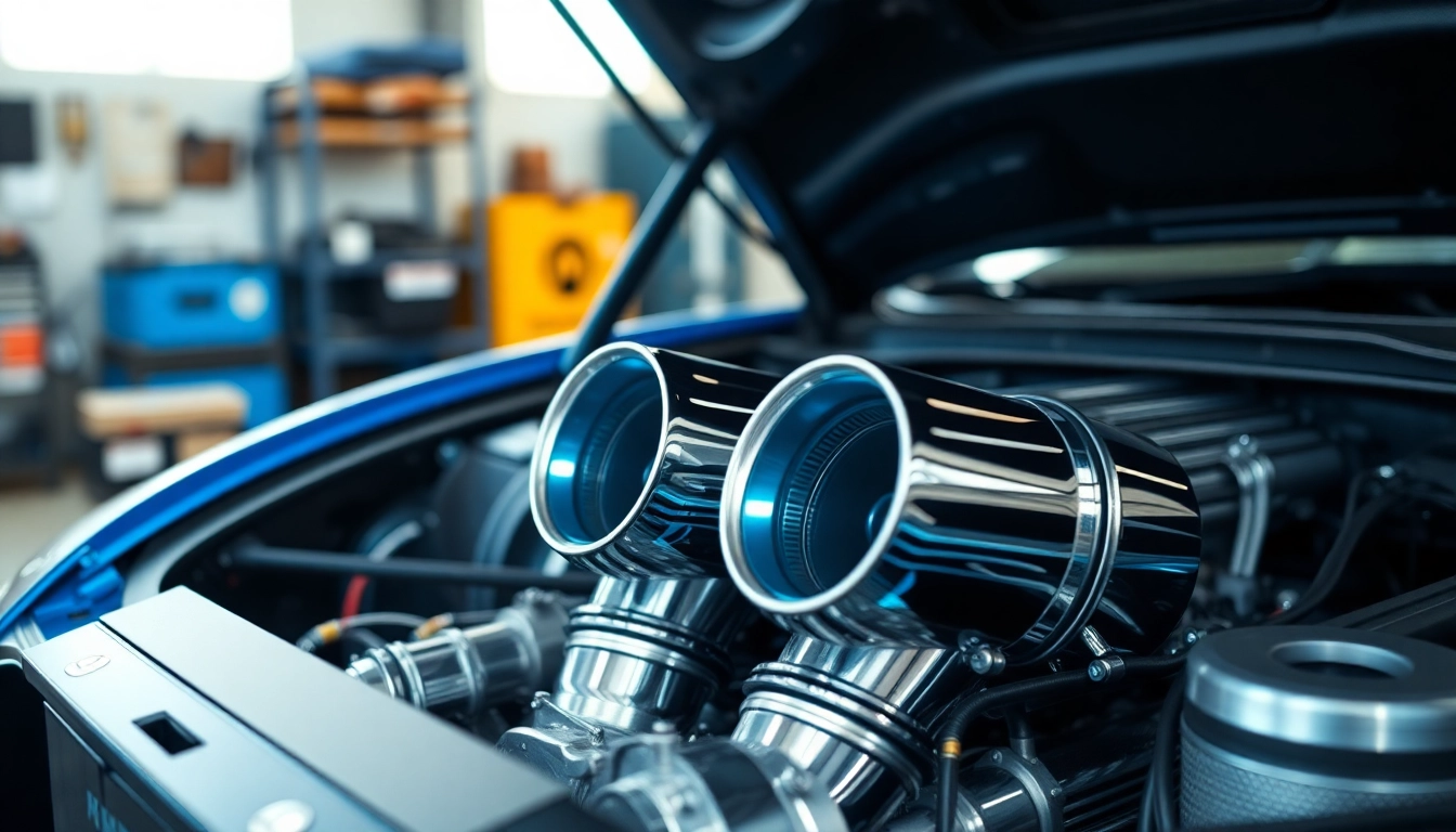 Enhance performance with a dual intake system showcased in a polished car engine bay.