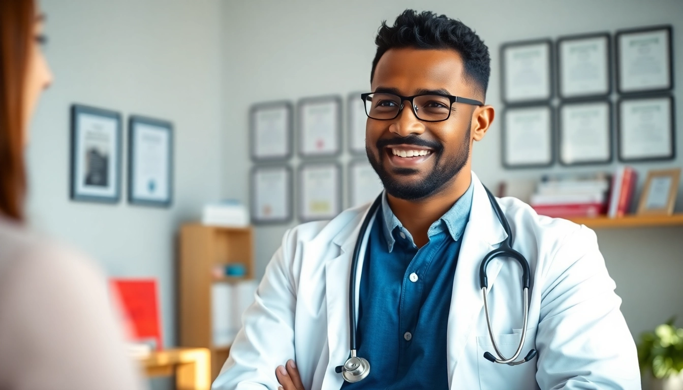 Dr. Ryon Parker MD consulting with a patient in a modern medical office setting.