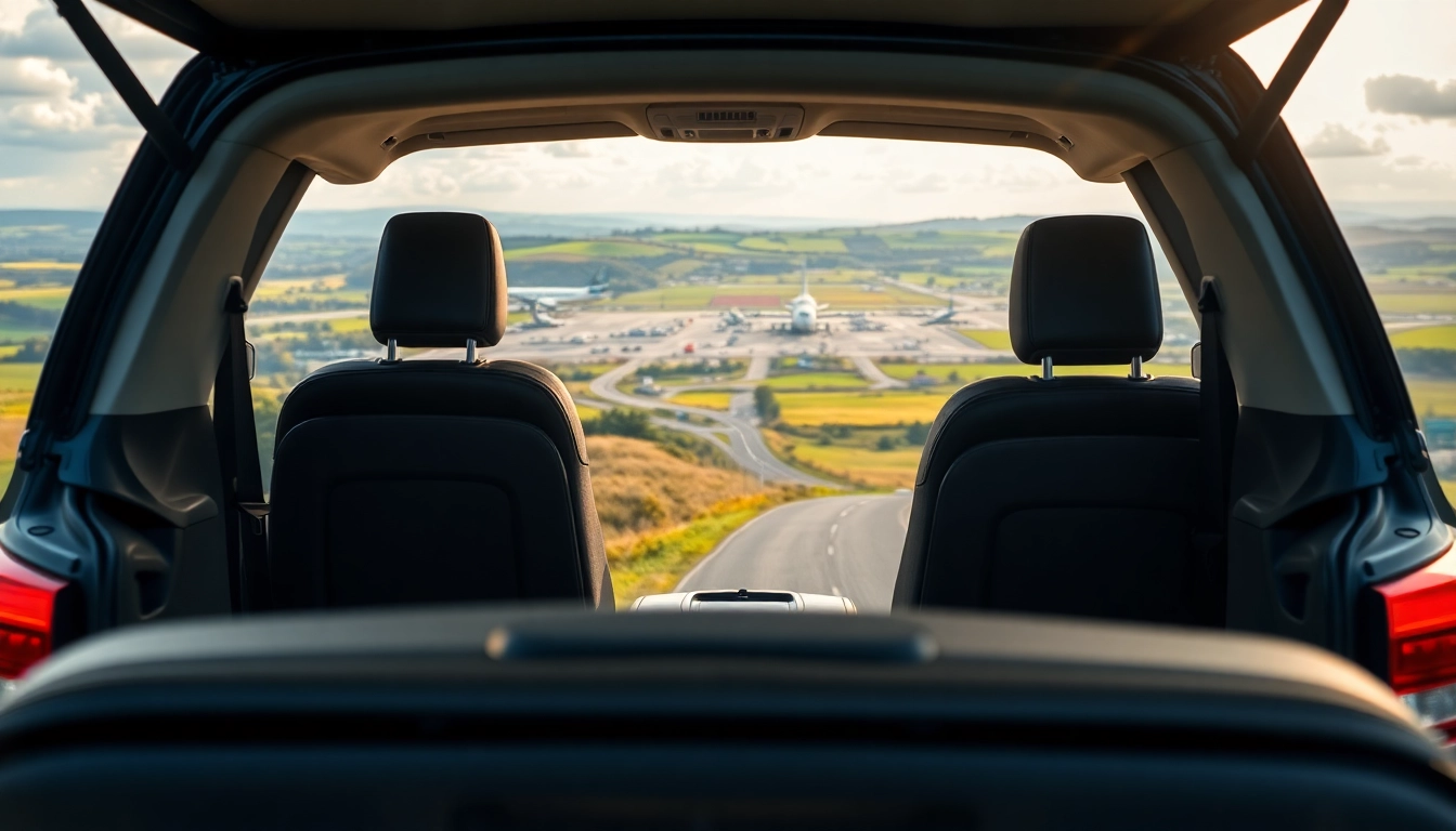 Experience a reliable East Kent airport transfer with a comfortable vehicle set in a picturesque landscape.